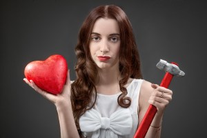 Woman with broken heart